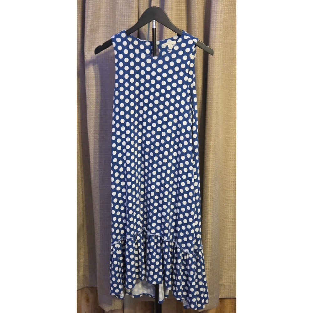 Cato Blue White Polka Dot Sleeveless Midi Dress‎ Women's Size Medium